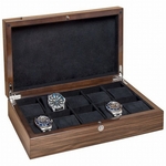 WATCH BOXES Beco Technic Wooden collector's box Crystal Makassar, black velvet for 10 watches Ref. 309377