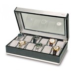 WATCH BOXES Rapport London Est. 1898 B269 - F3 Style Collector Box 12, Carbon Fibre and brushed Aluminium, grey interior