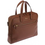 ACCESSORIES & DESIGN BRIEFCASES D221 MEN'S GRAINED LEATHER BRIEFCASE by RAPPORT LONDON - BROWN