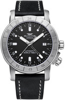 GLYCINE AIRMAN 42 AUTOMATIC WORLD TIMER GMT Ref. GL0066 steel black, 3 time zones