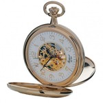 RAPPORT POCKET WATCHES HALF HUNTER DOUBLE OPENING REF. PW46, MECHANICAL, GOLD PLATED STEEL, 50MM