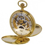 RAPPORT POCKET WATCHES DOUBLE HUNTER REF. PW40, MECHANICAL, GOLD PLATED STEEL, FULL SKELETON, 53MM