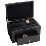 WATCH BOXES Beco Technic Piano Silk collector's box for 18 watches in matt black, black velvet Ref. 309298