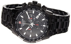 SWISS ALPINE MILITARY star fighter Ref. 7043.9177SAM PVD BLACK STEEL  BRACELET 46MM QUARTZ CHRONOGRAPH CAL. RHQ 5030.D - Swiss made watches -  SwissTime