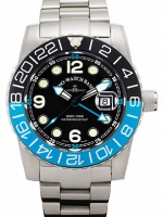 ZENO-WATCH BASEL Airplane Diver Quartz GMT Points (Dual Time), black/black/blue, ref. 6349Q-GMT-a1-4M