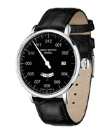 ZENO-WATCH BASEL Bauhaus Uno Black Ref. C0073Q-Di1 Dual Time quartz watch RONDA Swiss 515.24D
