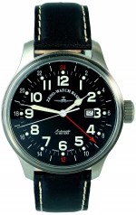 ZENO-WATCH BASEL Oversized (OS) pilot DUAL TIME (GMT) REF.  8563-a1, LIMITED EDITION OF 300, SELF-WINDING CAL. ETA 2893