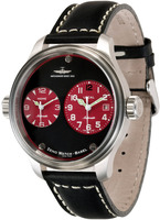 ZENO-WATCH BASEL Oversized (OS) pilot Dual Time Ref. 8671-b17 black-red, 2 x ETA 2671 movements