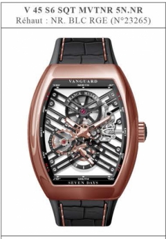 FRANCK MULLER VANGUARD SKELETON SEVEN DAYS REF. V 45 S6 SQT NR BR NR 18K ROSE GOLD CAL. FM 1740 SwissTime