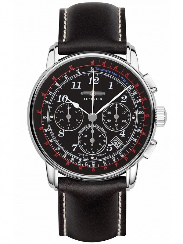 ZEPPELIN LZ126 Los Angeles Ref. 7624-2 Black Sapphire Automatic Chronograph  (Seiko SII NE88 Caliber) - Swiss made watches - SwissTime