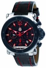 GIO MONACO Graffiti Chrono PVD 755 - Black w. Red Accents - Valjoux 7753 Automatic Chronograph Caliber