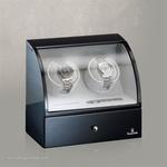 WATCH WINDERS Designhütte Basel 2 BK Ref. 70005-48 black wood, grey interior, 3 x storage compartments